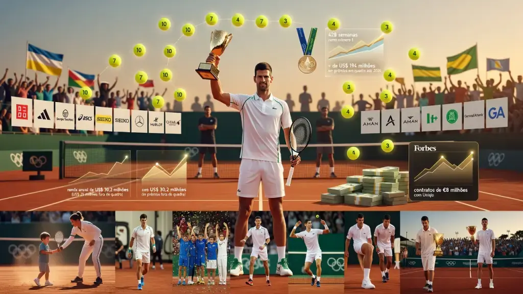 Djokovic Transforma Recordes em Tênis Numa Fortuna de US$ 240 Milhões